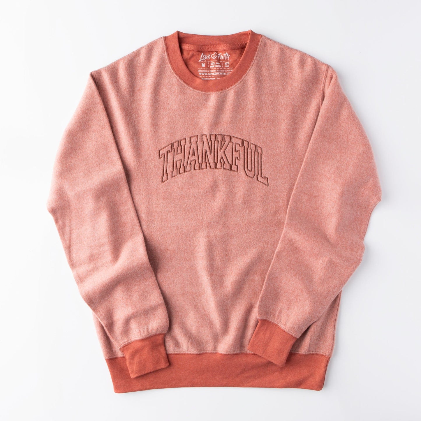 Embroidered Thankful Fuzzy Sweatshirt