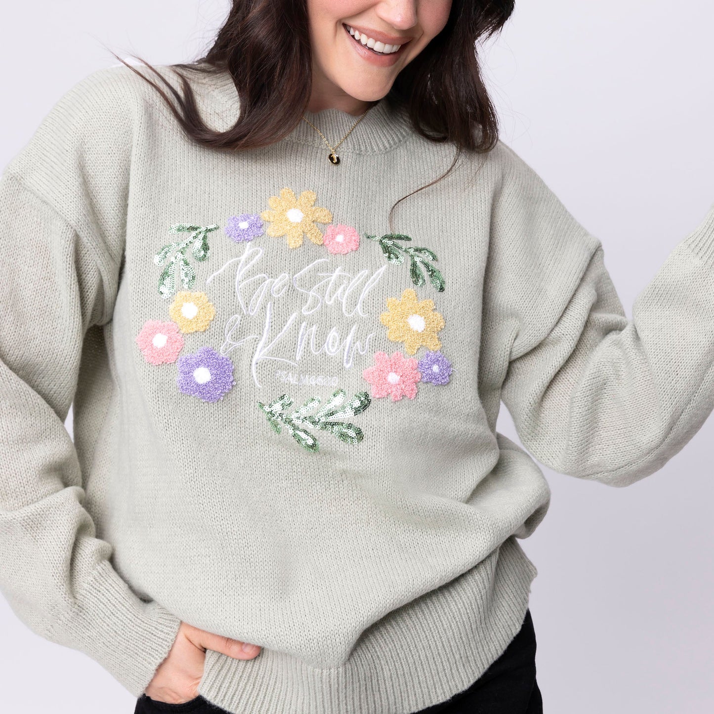 Be Still & Know Embellished Sweater