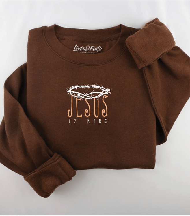 Embroidered Jesus is King Sweatshirt