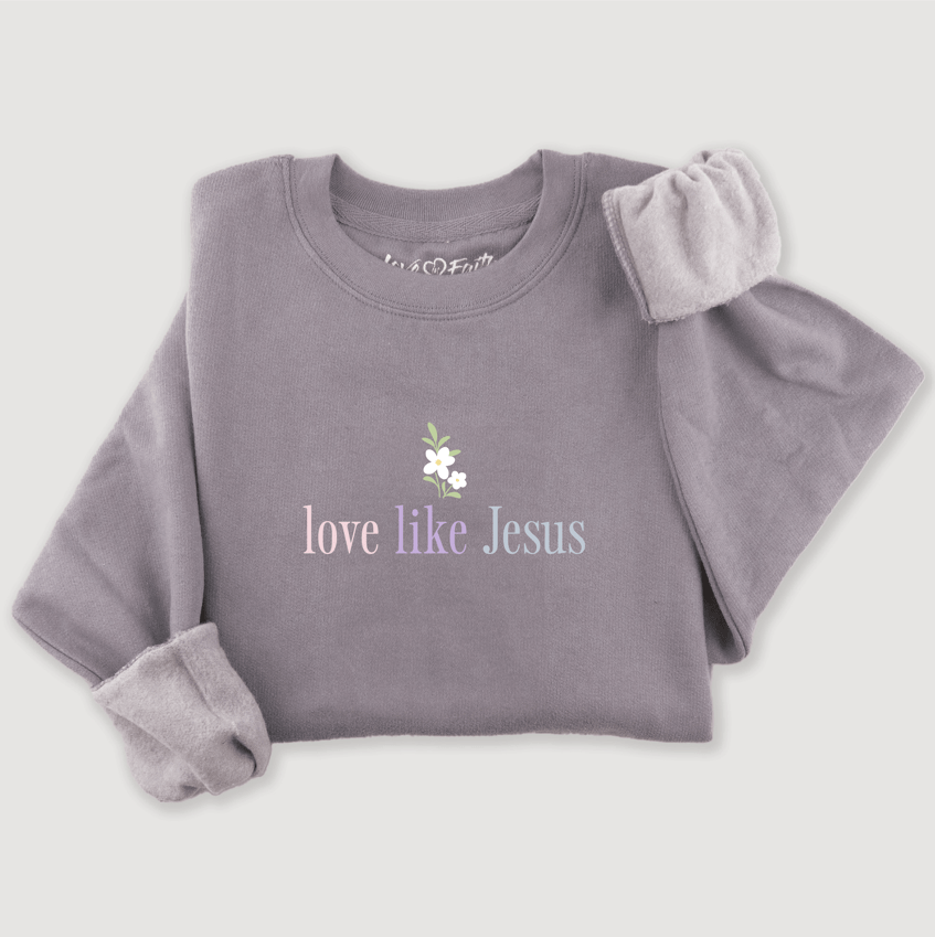 Embroidered Love Like Jesus Floral Sweatshirt