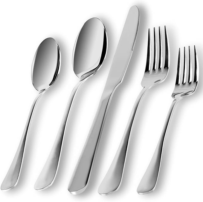 Silverware Set, Flatware Set Service for 4 Stainless Steel Cutlery Set 20 Piece Include Upgraded Knife Spoon Fork Mirror Polished, Dishwasher Safe