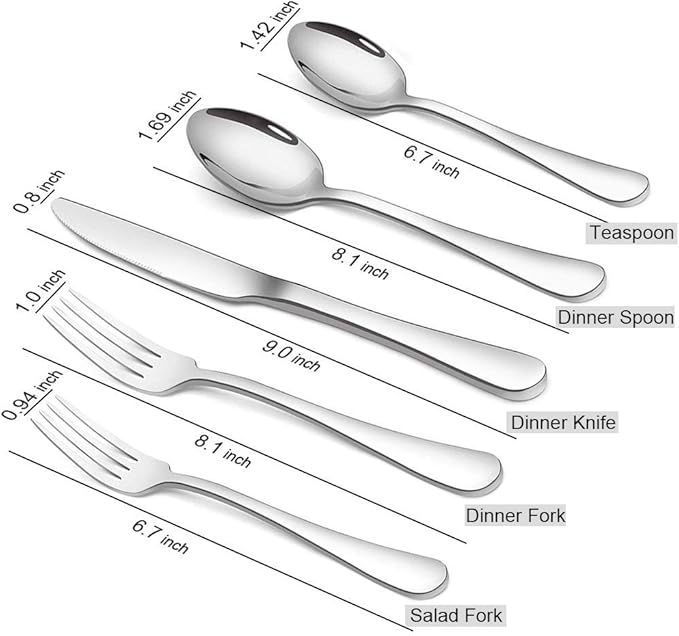 Silverware Set, Flatware Set Service for 4 Stainless Steel Cutlery Set 20 Piece Include Upgraded Knife Spoon Fork Mirror Polished, Dishwasher Safe