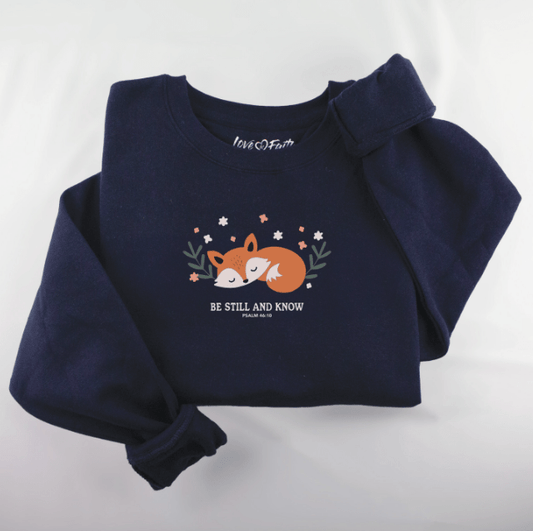 Embroidered Be Still Fox Sweatshirt