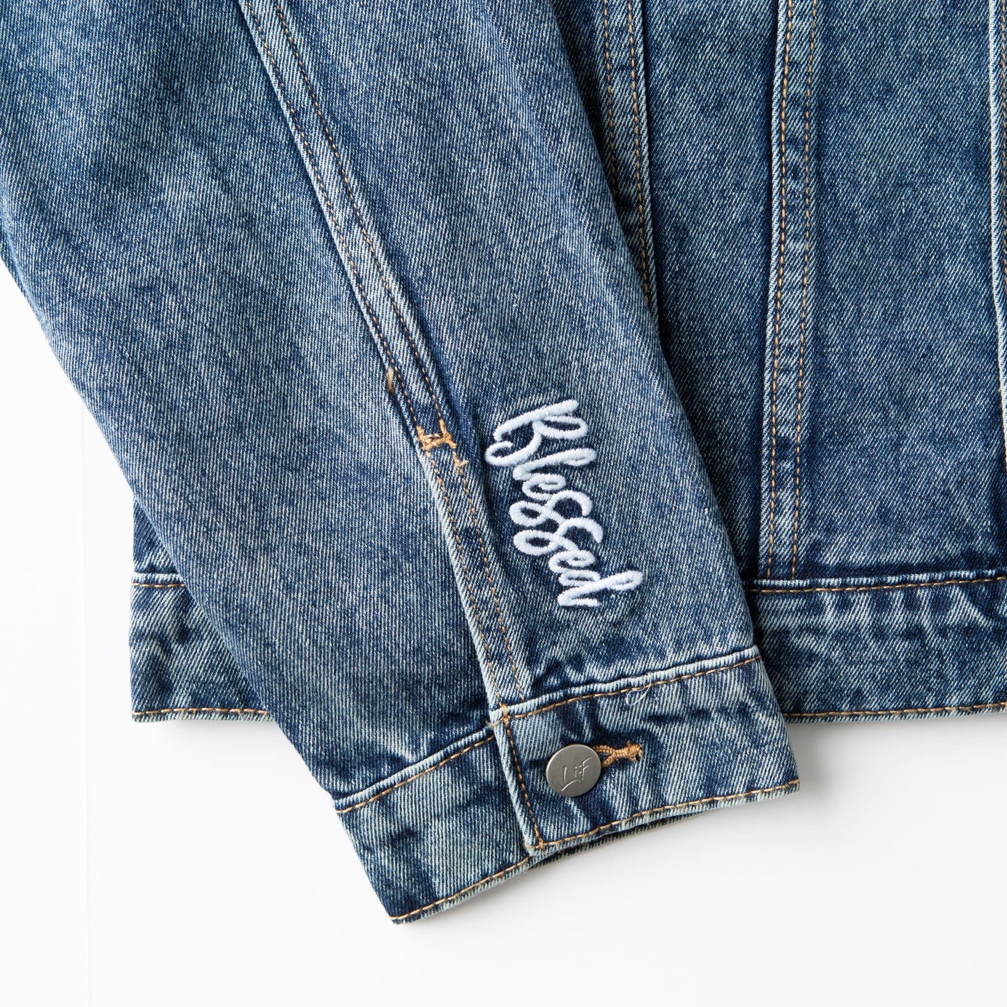 Vintage Washed Blessed Denim Jacket