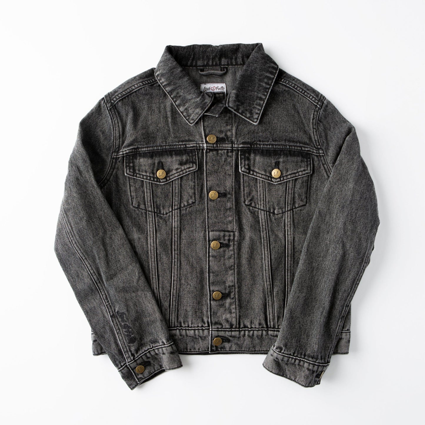 Vintage Washed Faith Cross Denim Jacket