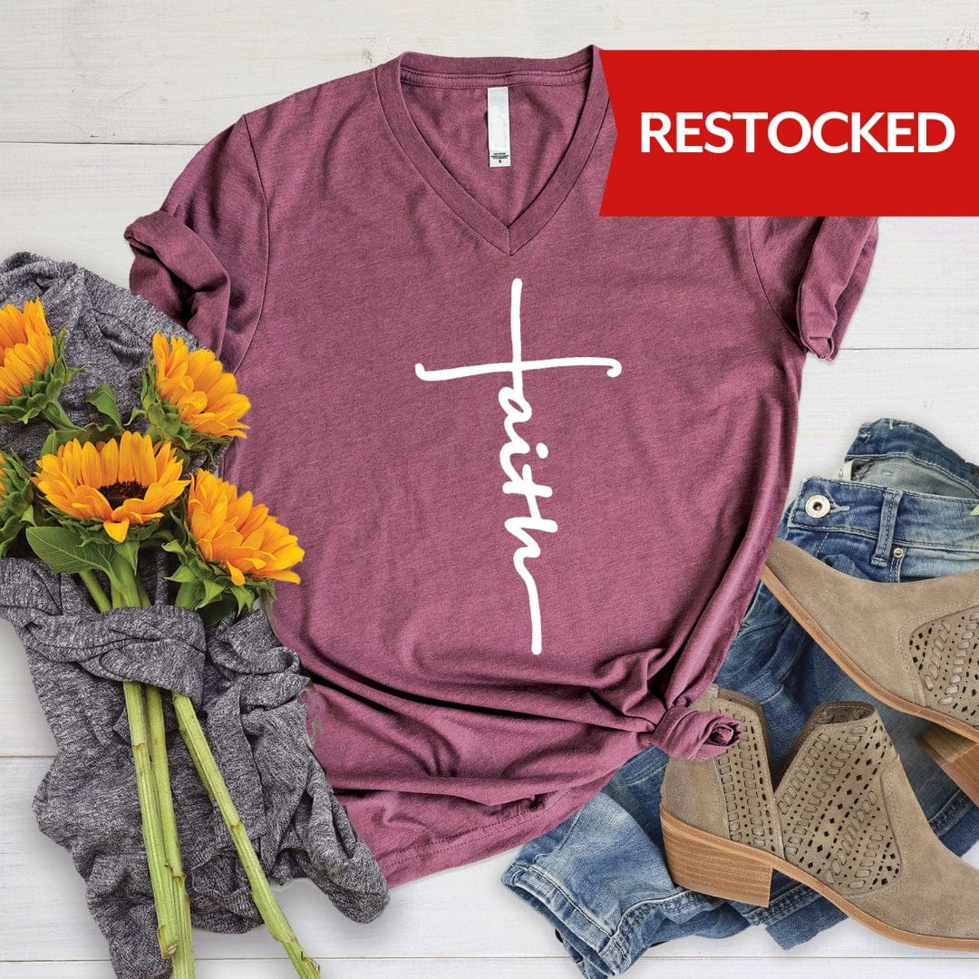 Faith Cross V-Neck Tee