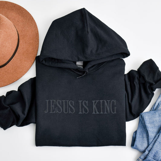 Embroidered Jesus is King Pullover Hoodie