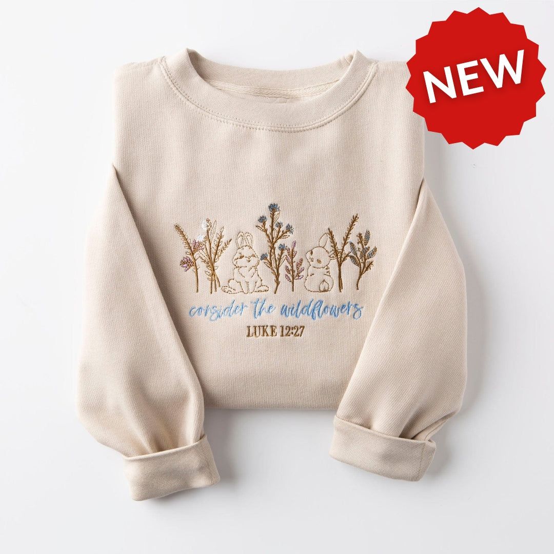 Embroidered Consider the Wildflowers Sweatshirt