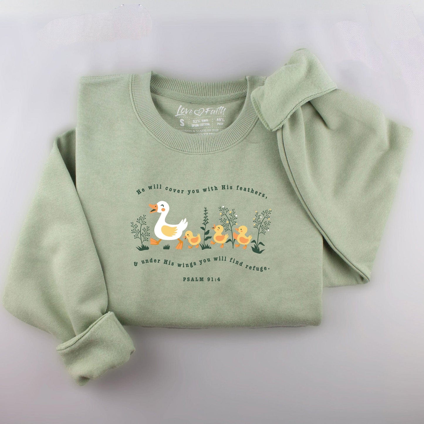 Embroidered Psalm 91:4 Ducks Sweatshirt