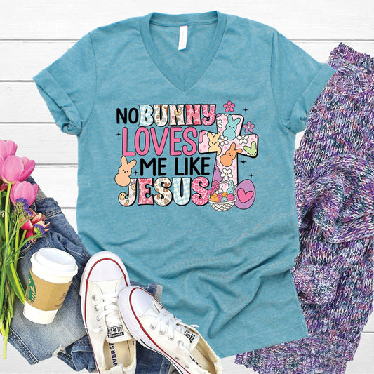 No Bunny Loves Me Like Jesus V-Neck